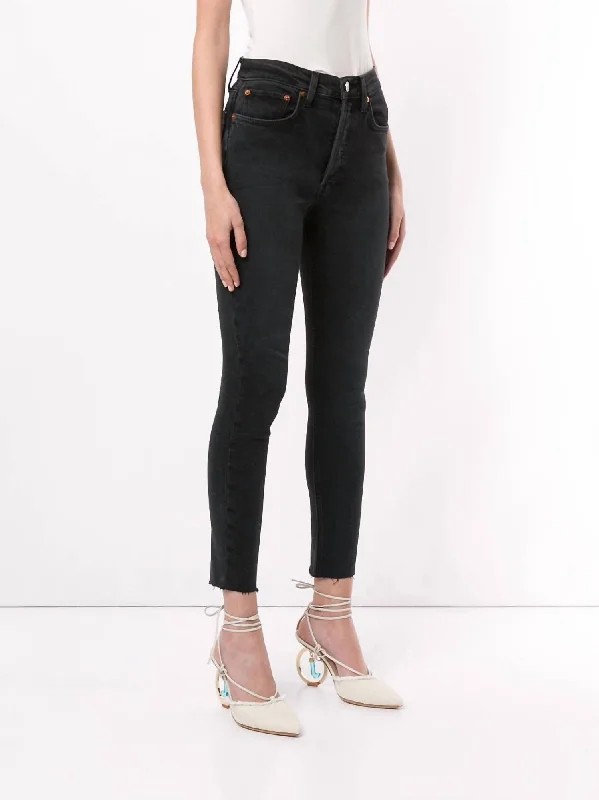 1893Whrac High Rise Ankle Crop Jeans In Black