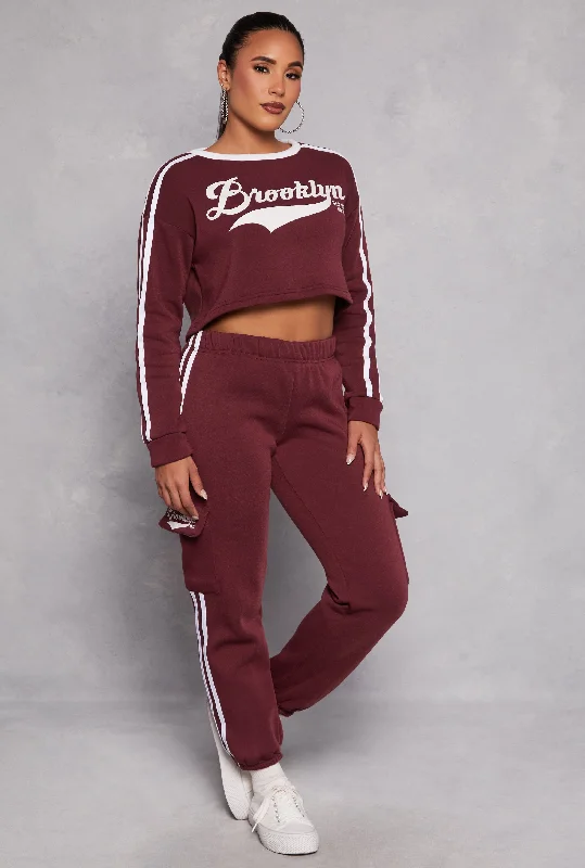 Brooklyn Varsity Stripe Cargo Sweatpants