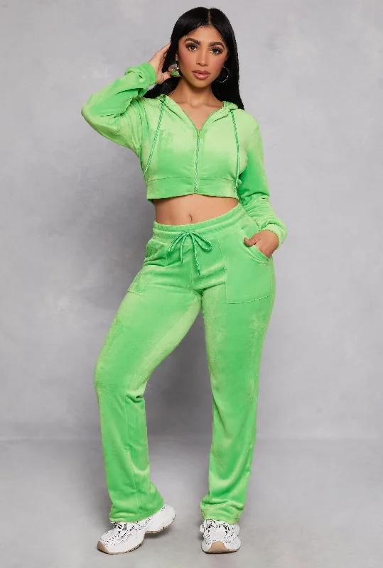 Velour Straight Leg High Waist Sweatpants