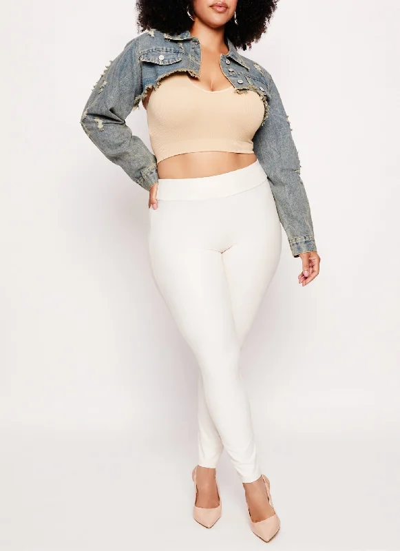 Plus Size Faux Leather High Waist Leggings