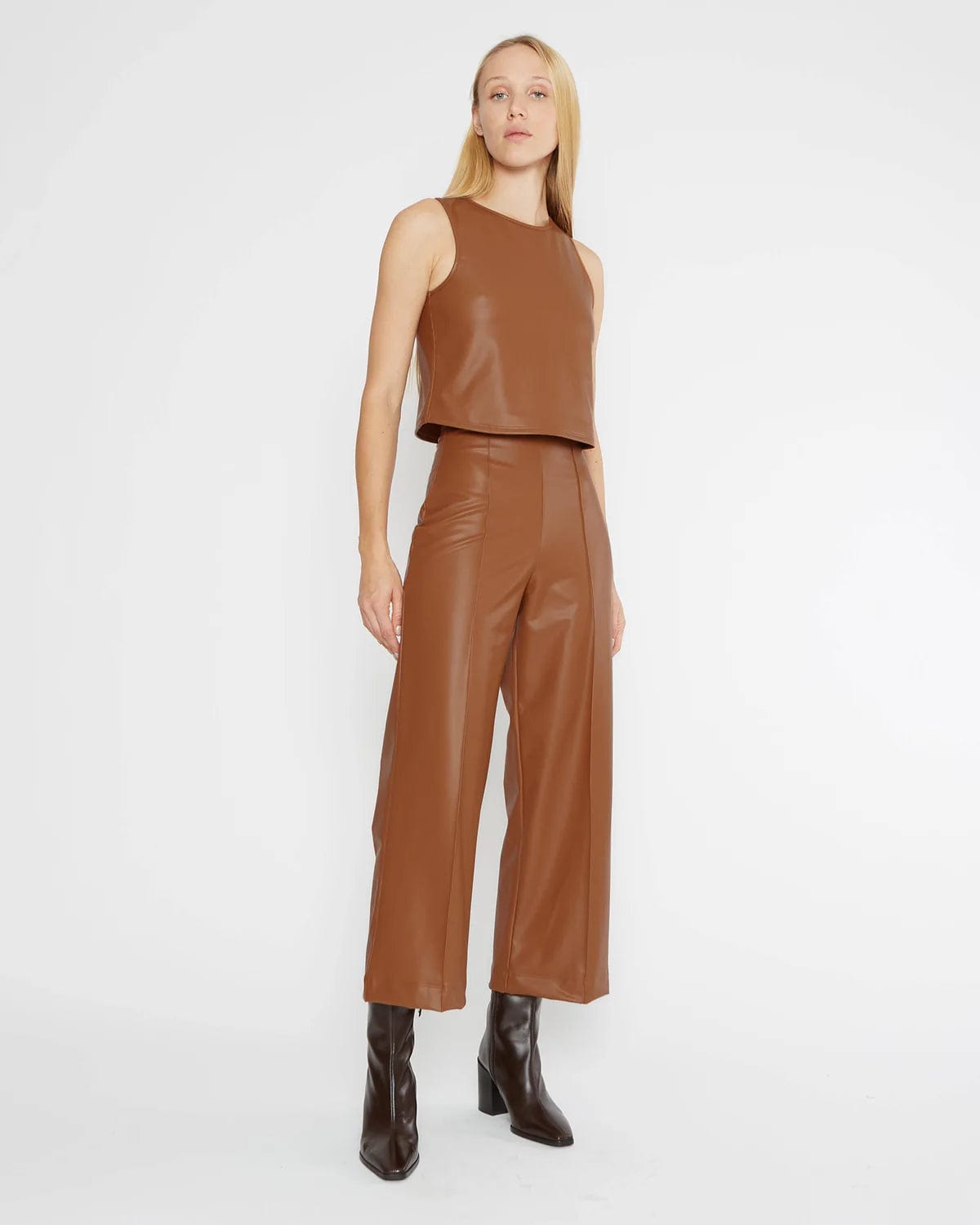 Ripley Rader Camel Vegan Leather Crop Pant