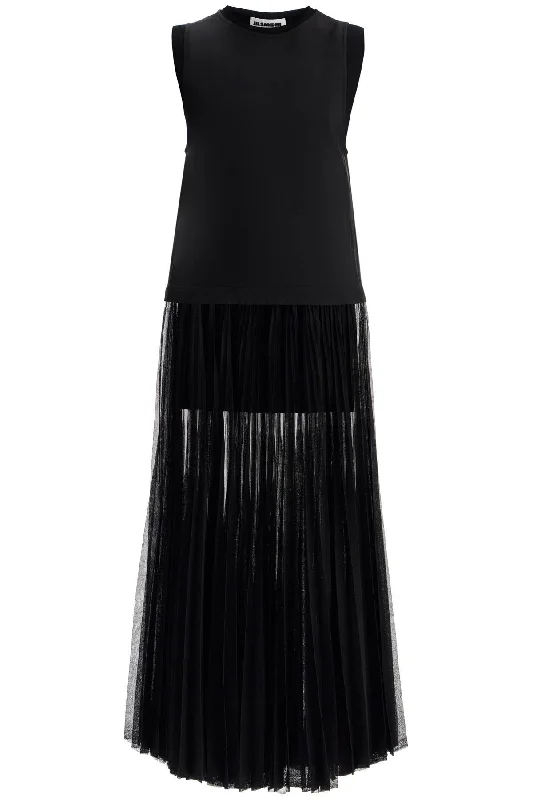 JIL SANDER layered dress with pleated skirt