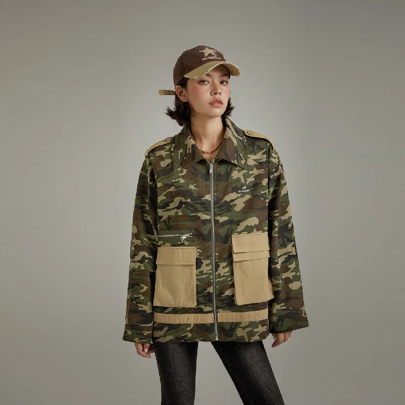 Pocket Camouflage Zip-Up Jacket