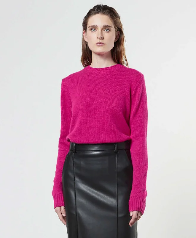 Cashmere Crew Sweater in Fuchsia