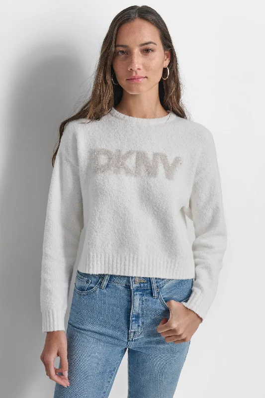 TINSEL LOGO BOUCLE SWEATER