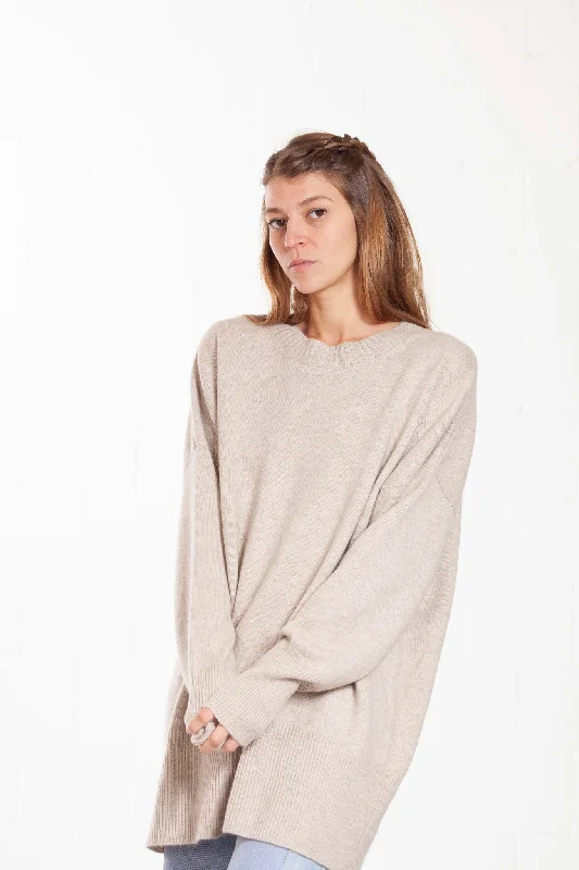 Natural Crew Neck Cashmere Sweater